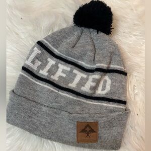 LRG Gray Knit Beanie with Black Pom